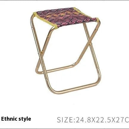 Black aluminium alloy folding stool in a portable design for outdoor camping and fishing.