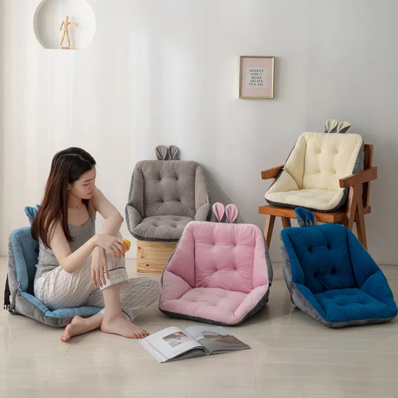 Plush office chair seat cushion with four holes, available in 40x40cm, 45x45cm and 50x50cm and seven solid colours