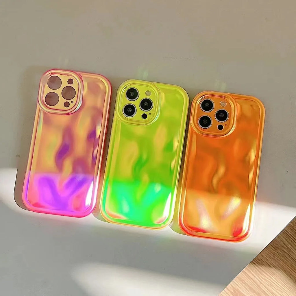 All Wrapped Creative Light meteorite pattern silicone phone case in fluorescent green for iPhone 14