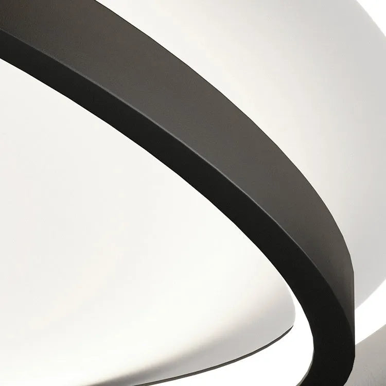 Round ultra-thin bedroom ceiling lamp 50cm in black finish with full spectrum LED
