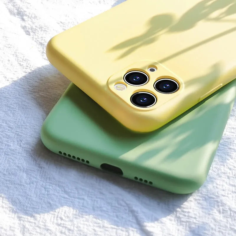 All-inclusive soft liquid silicone phone case for Apple iPhone with fine-hole design and anti-fingerprint finish