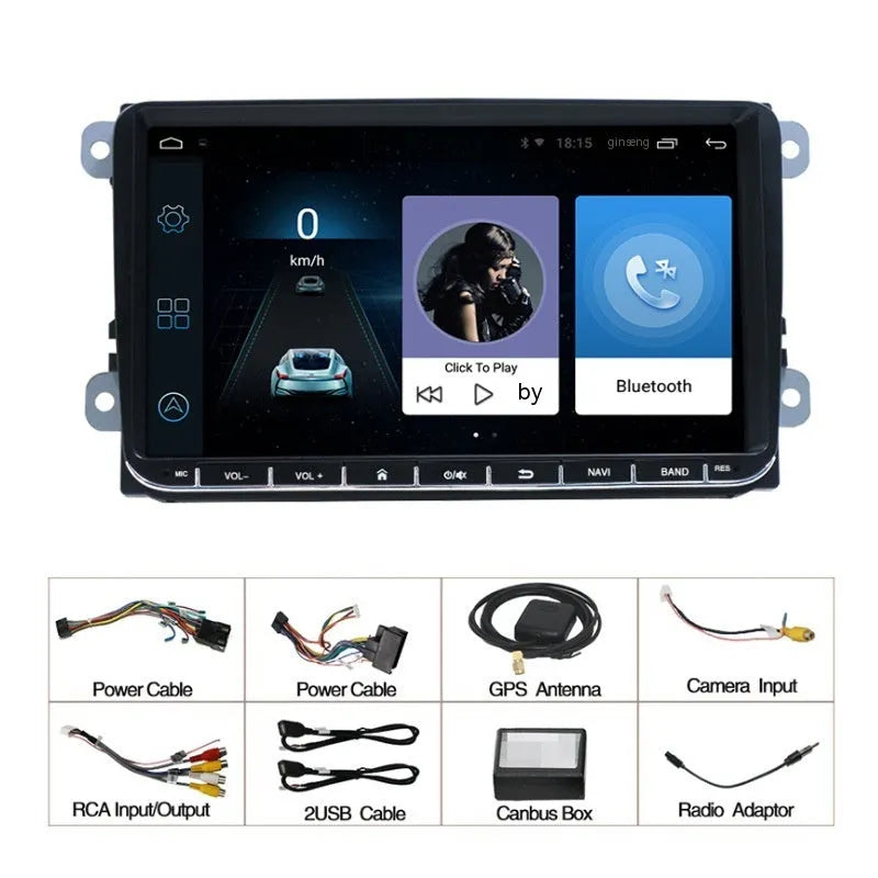 7 inch touchscreen car radio with Android 12, Apple CarPlay, and DVR function in a double DIN chassis