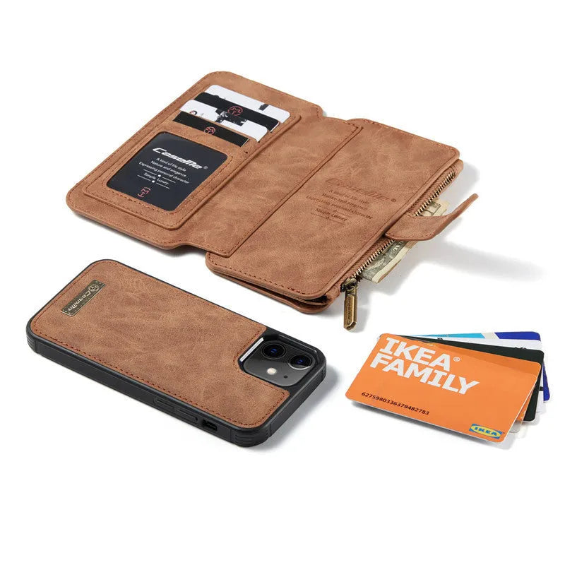 Black imitation leather split flip case for Apple iPhone with front cover open