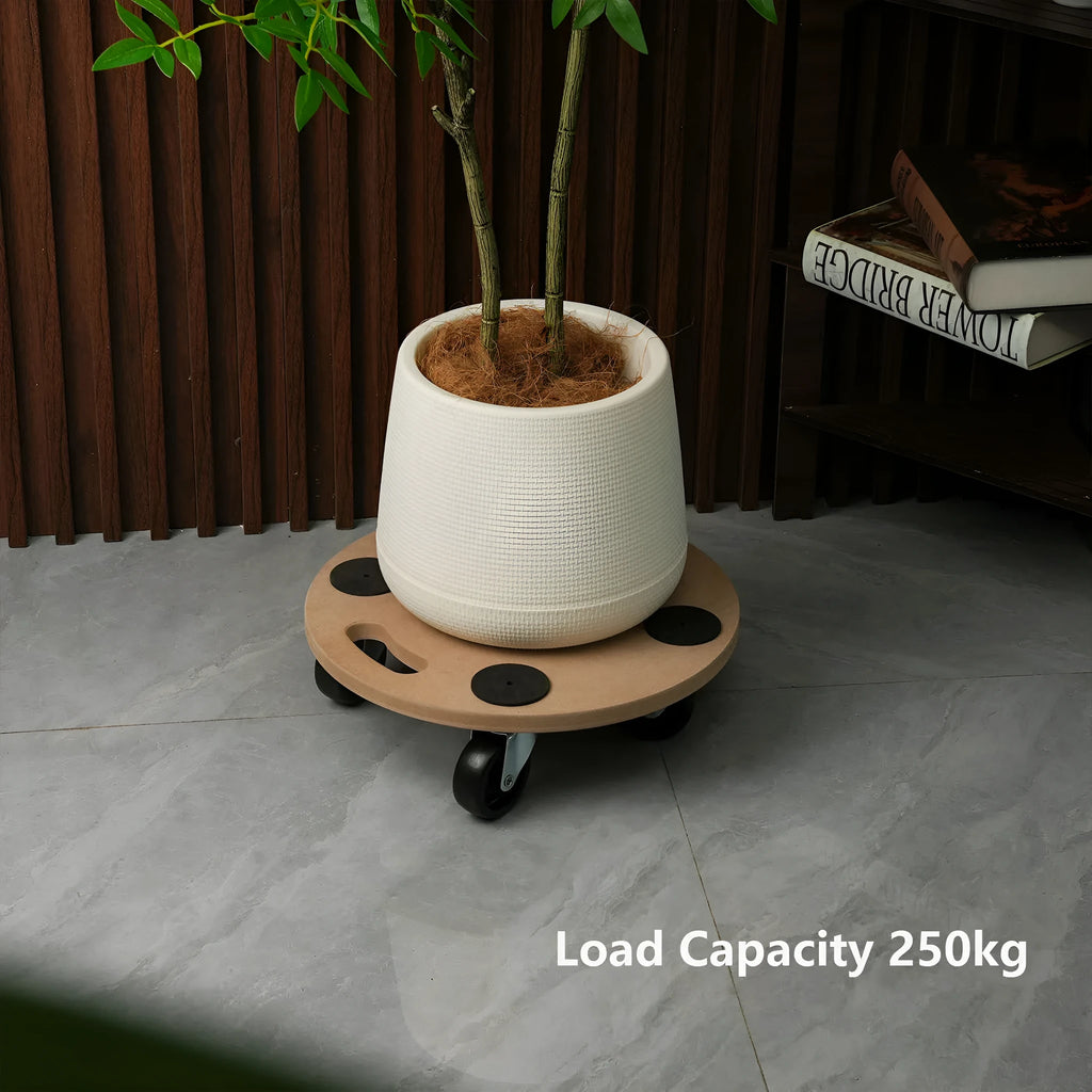 Two wooden mover trolleys with non-slip platforms for heavy item transport