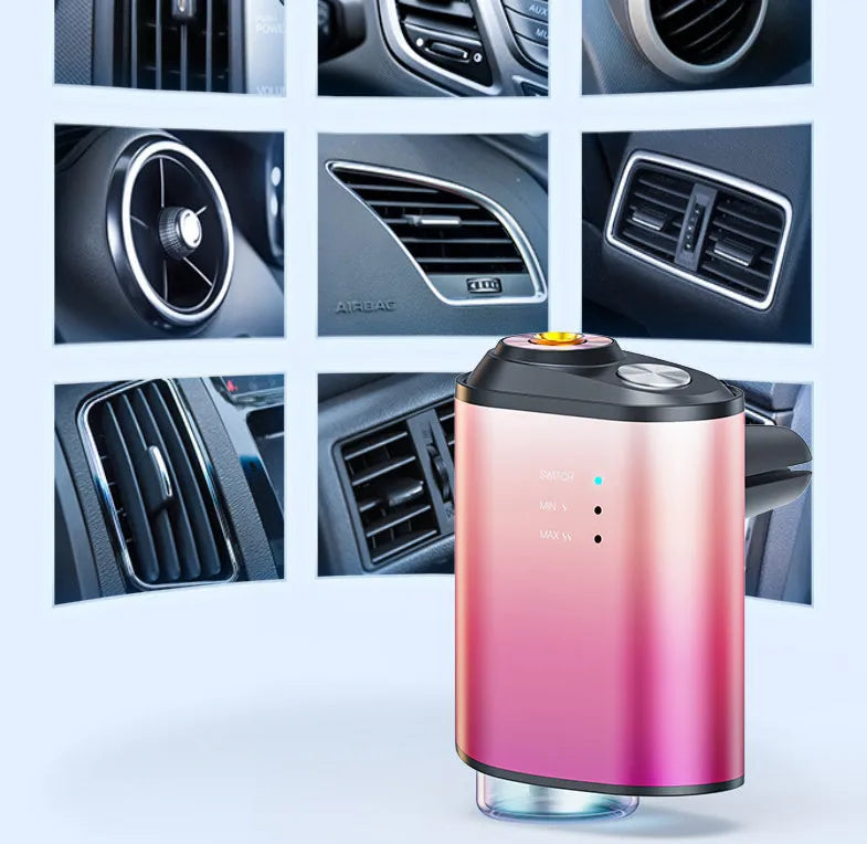 Black car aromatherapy diffuser with ocean scent bottle and aluminium alloy accents