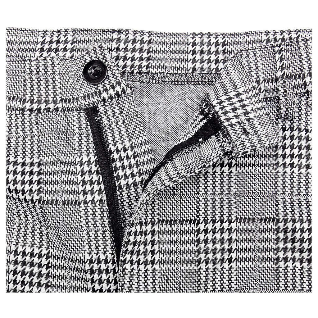 Men's high elasticity polyester plaid casual trousers in black border colourway