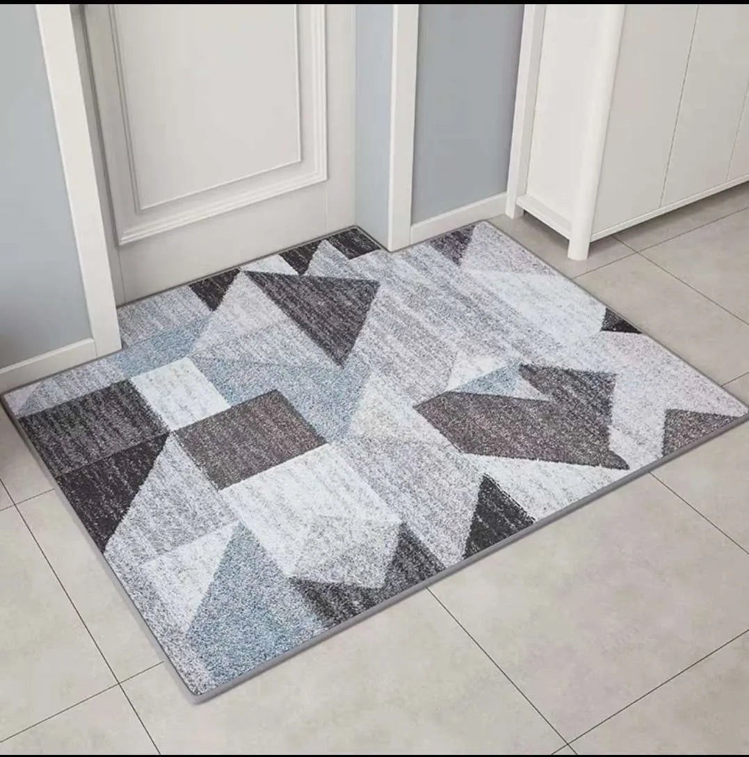 Non-slip polyester fiber entrance floor mat with geometric pattern, custom size, available in wave colour