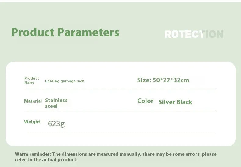 Silver folding garbage bag bracket with adjustable stainless steel frame for camping use