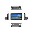 Three lens car dashcam with 4-inch touch screen display showing front, rear and interior camera views