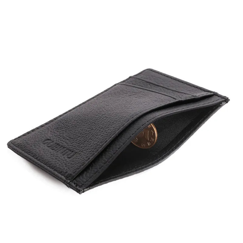 Men's solid colour genuine leather card holder 7.8cm by 10.7cm slim design