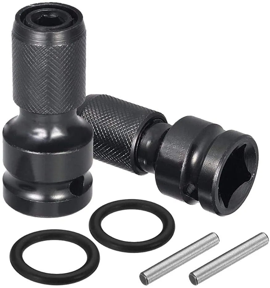 Electric wrench telescopic bit holder with hexagonal handle showing scaling from 1/2 inch to 1/4 inch