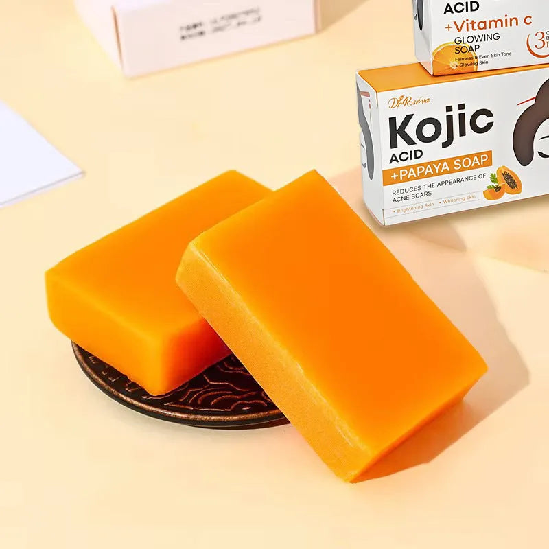 Natural organic soap bar for dark spot removal with kojic acid, vitamin C, and retinol variants