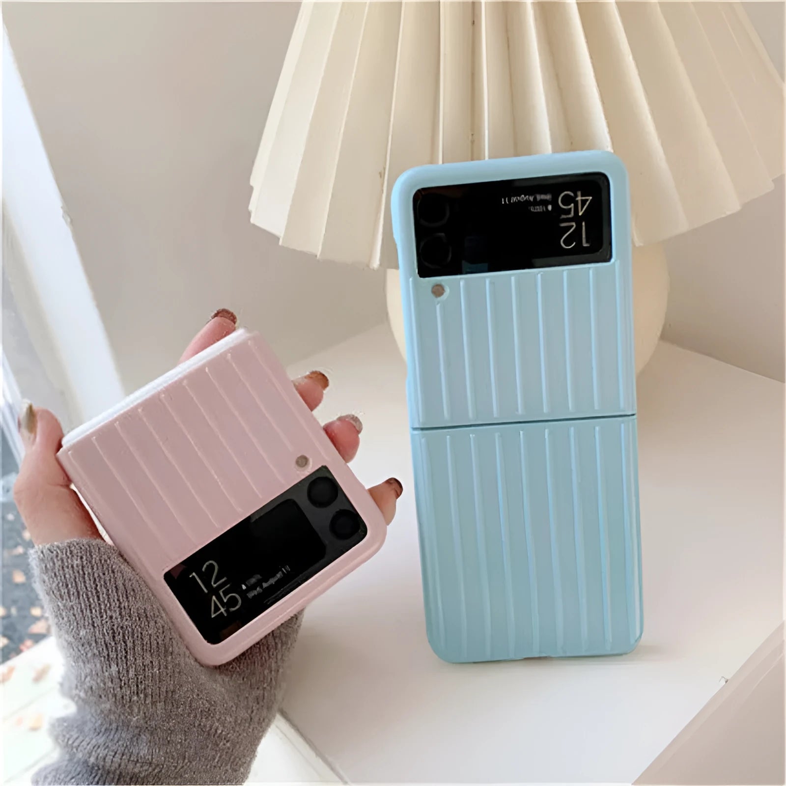 Ultra-thin black flip case for a Samsung Z Flip3 folding mobile phone.