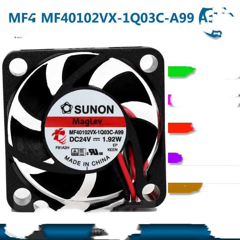 MF40102VX-1Q03C-A99 24V 4cm DC axial cooling fan with black frame and blades