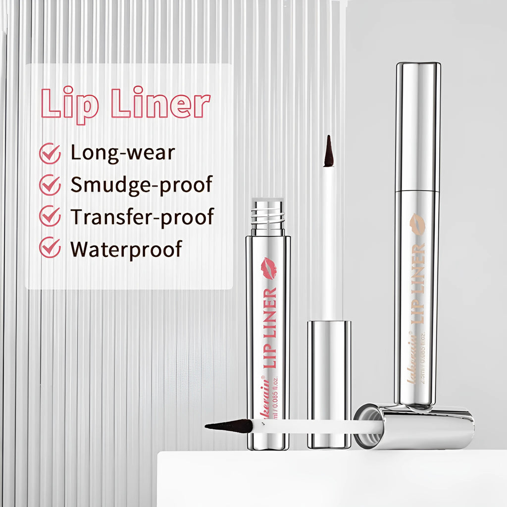 Matte finish pointed toe lip liner pencil in four colour shades showing precise tip design