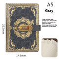 A5 password diary with lock and thickened imitation leather cover in blue, purple, grey, brown, green, or wine red