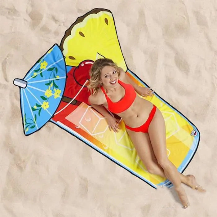 Water-absorbent quick-drying printed beach towel in avocado design, 170cm thin polyester section