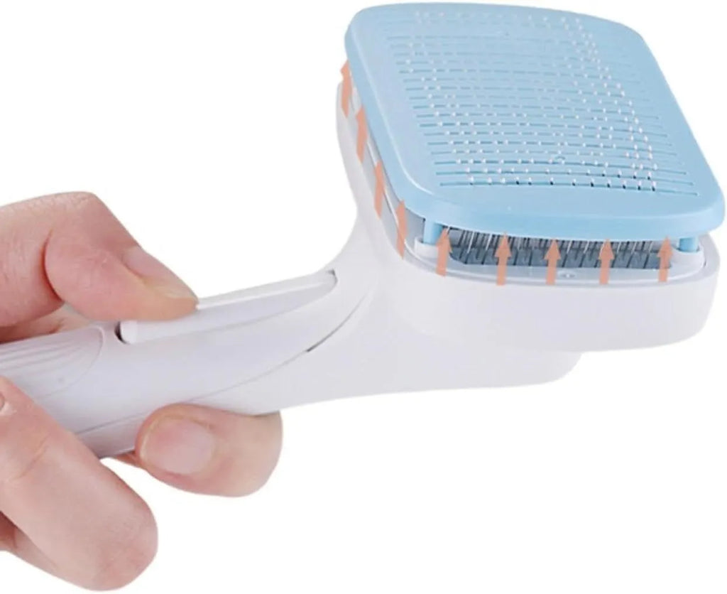 Pet automatic hair removal comb in blue, gray, green or pink for dogs and cats grooming