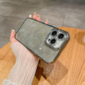 Corrugated PC phone case with lens protector for iPhone, shockproof anti-fall, available in multiple colours