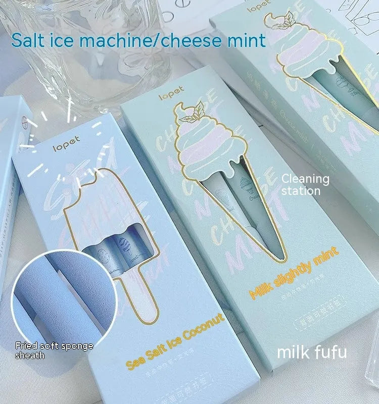 Learning Office Ice Cream double-headed spinner press pens with 0.5mm tips in Cheese Mint and Sea Salt Ice Cup colours.