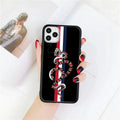 Black frosted iPhone case with cartoon snake design on back, slim TPU construction