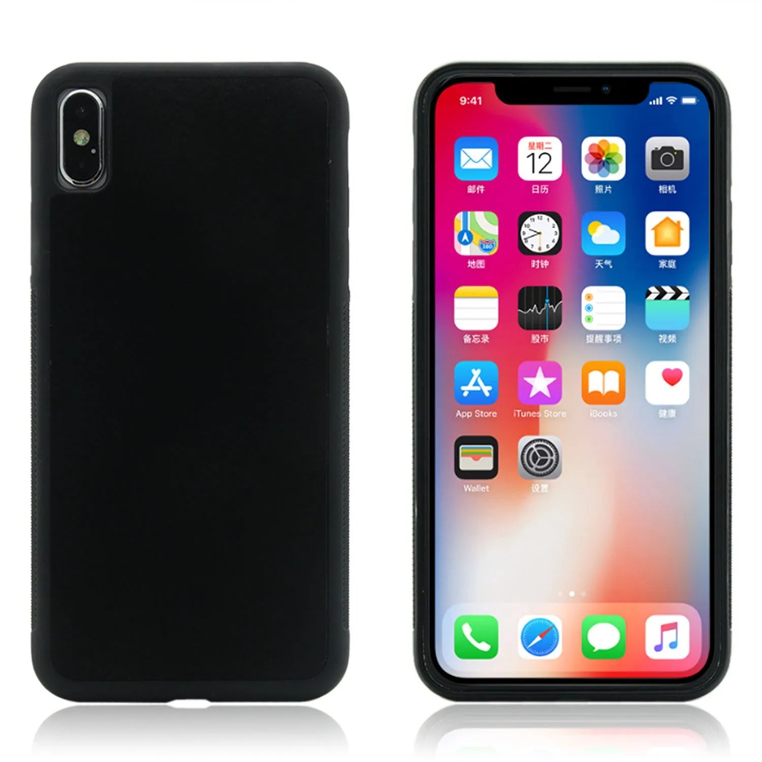 Anti-gravity nano material phone case for iPhone, black and white colours, shockproof and shatterproof protection
