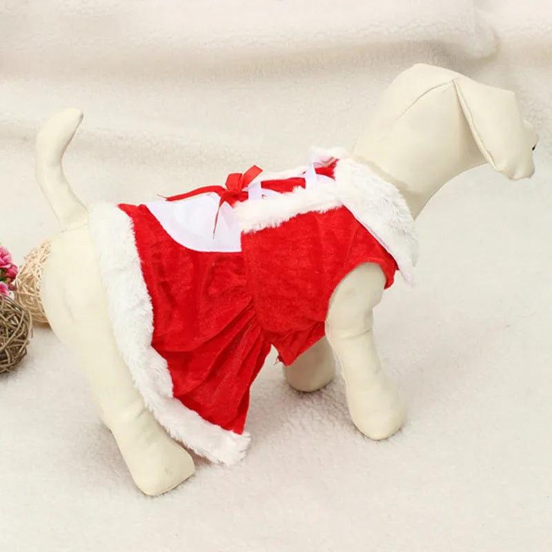 Red plaid acrylic skirt and vest set for small dogs, Christmas pet clothing, sizes XXS to L