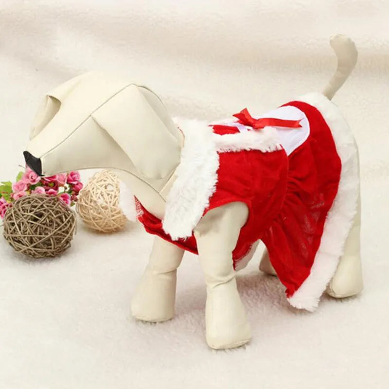 Red plaid acrylic skirt and vest set for small dogs, Christmas pet clothing, sizes XXS to L
