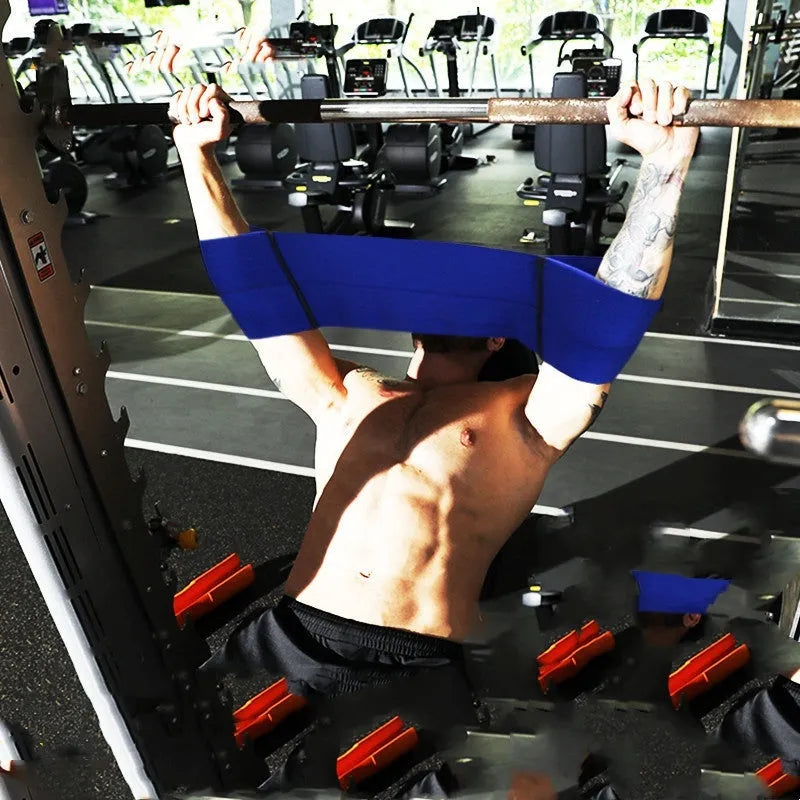 Elastic elbow support bandage for boxing and fitness in black, blue, red, and grey colours.
