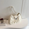 Women's PU crossbody bag, horizontal square, 30cm x 26cm x 13cm, single strap, black silver or white.