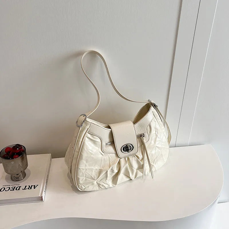 Women's PU crossbody bag, horizontal square, 30cm x 26cm x 13cm, single strap, black silver or white.