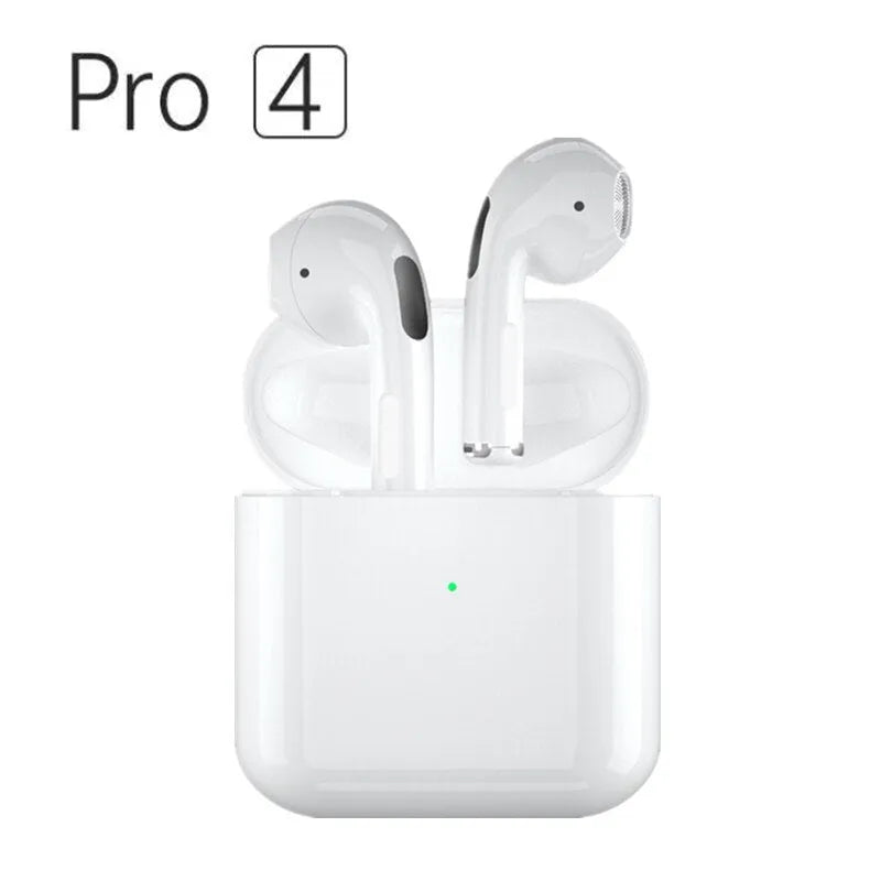 Pro4 model wireless Bluetooth sports headphones in black or white, showing in-ear design.