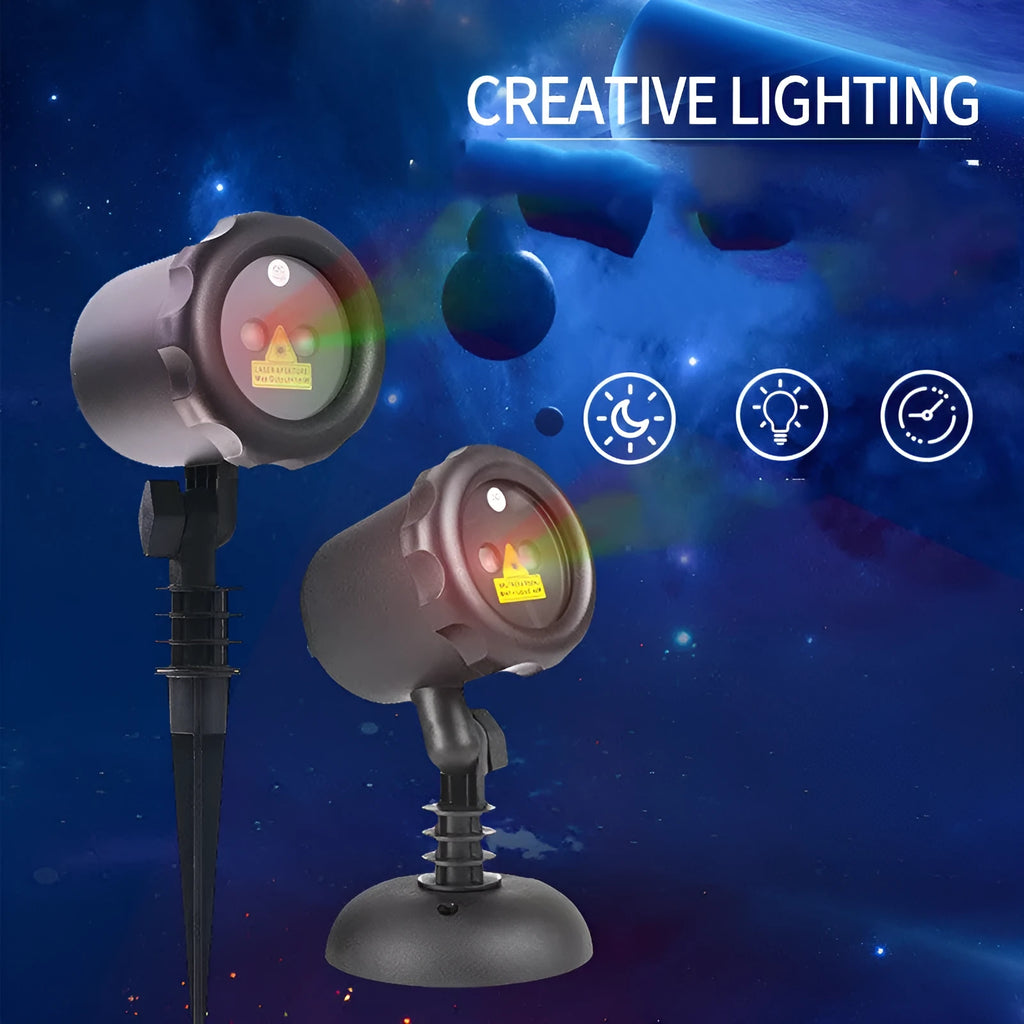 Christmas laser projector with remote, red and green firefly light, 30x30 ft coverage, IP65 outdoor use