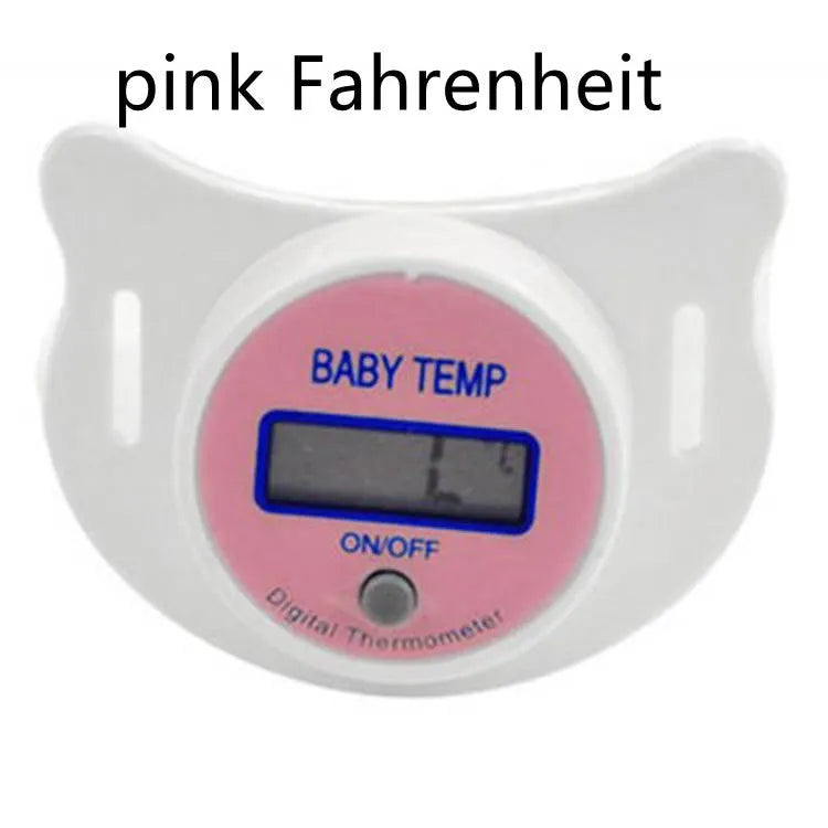 Baby pacifier digital thermometer for infants in blue and pink colour options