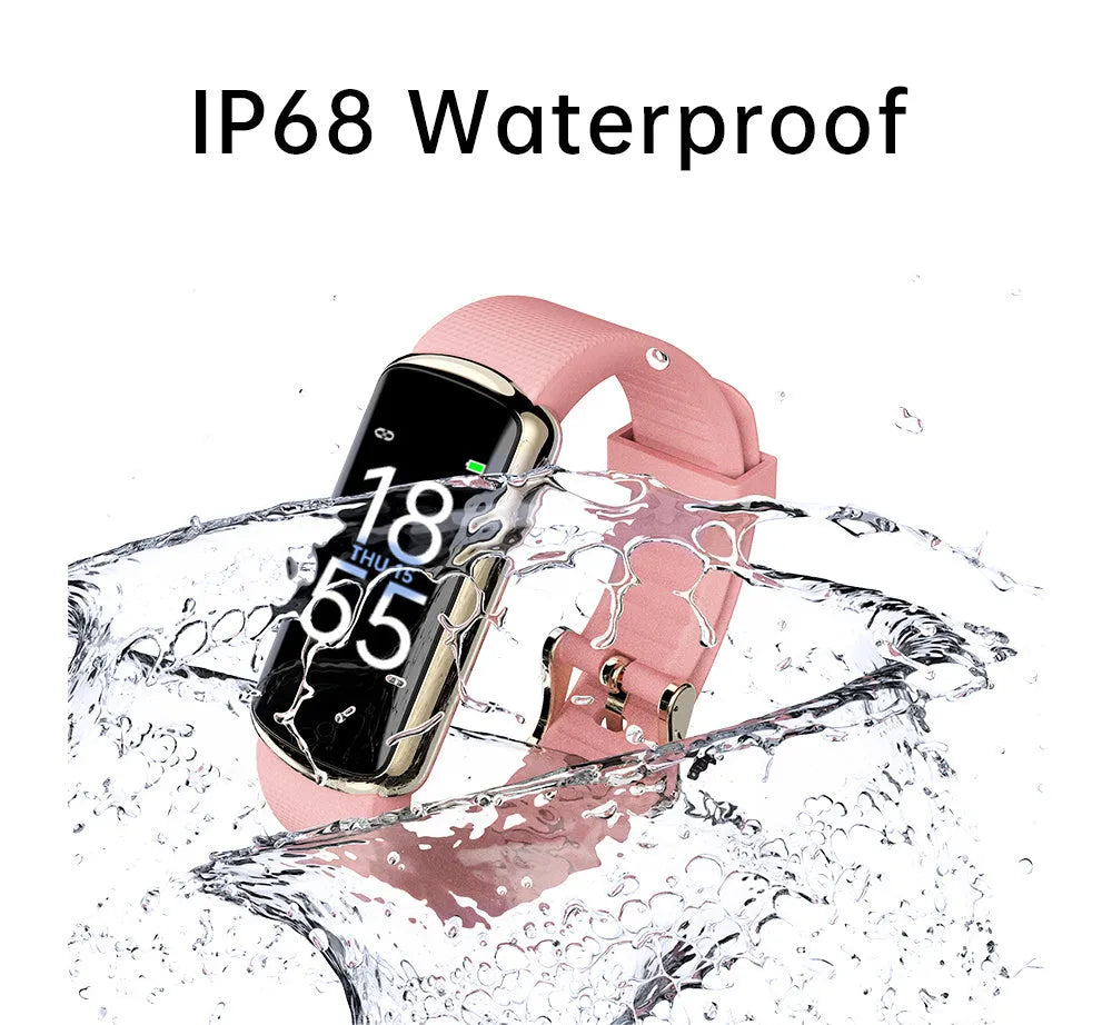 Fashion sports electronic watch with black metal frame and TPU strap showing 0.96 inch IPS colour screen