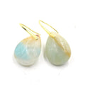 Geometric water drop crystal earrings in various natural gemstone colours.