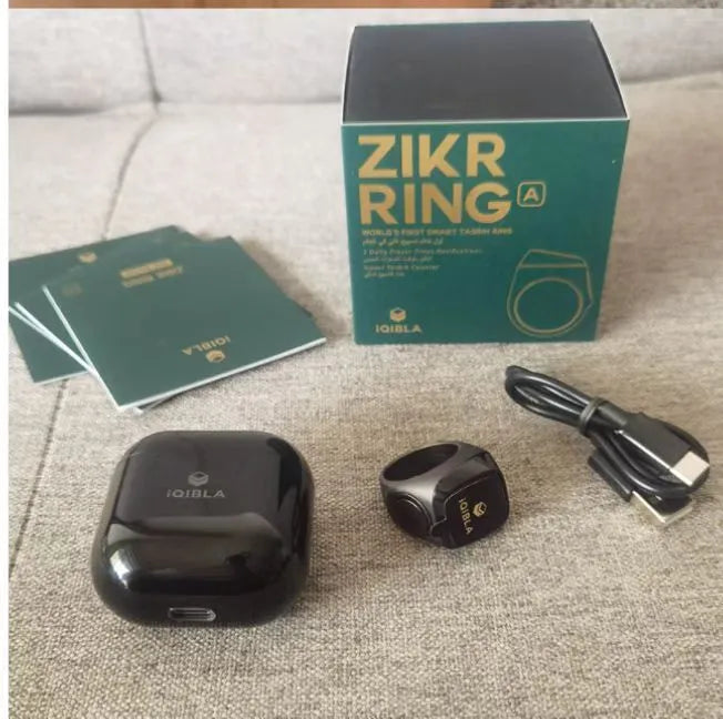 Zikr1 Tasbih smart ring with OLED display and metal casing in multiple colours