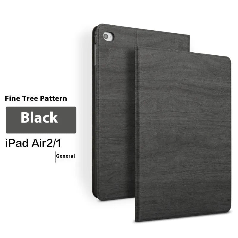 Sapphire blue imitation leather iPad cover with a built-in universal sleep bracket on the back.