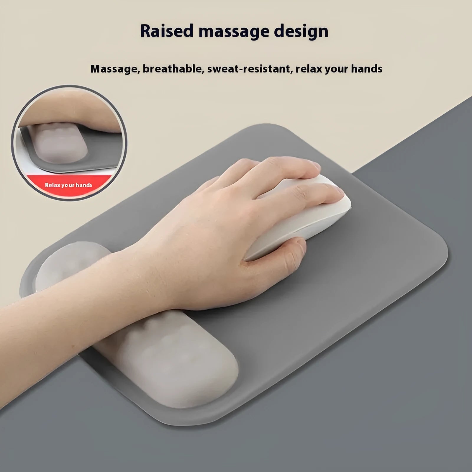 Ergonomic cloth silicone mouse pad for wrist support in a contrast colour style.