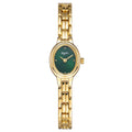 Oval mini women's vintage quartz watch with gold case, alloy strap, 30M water resistance, and 18mm x 22mm dial.