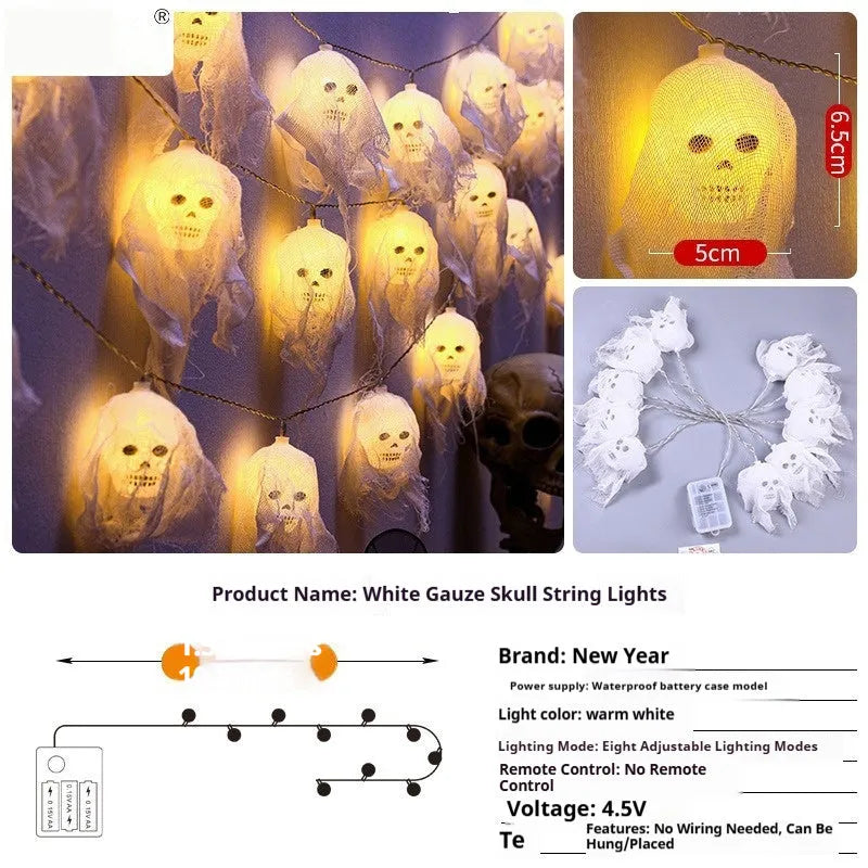 Battery powered Halloween LED coloured lights for indoor wall decoration in plastic shell
