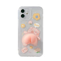 Silicone phone case with raised pig butt design and pinch music control feature