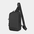 Casual black TPU camouflage print chest bag with adjustable strap, shown in a square vertical shape.