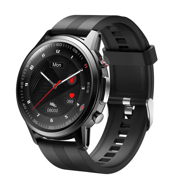 F800 ECG Blood Pressure Sports Smart Watch with black TPU wristband on wrist