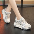 Leather sports casual shoes with thick rubber sole and lace-up fastening in multiple colours.