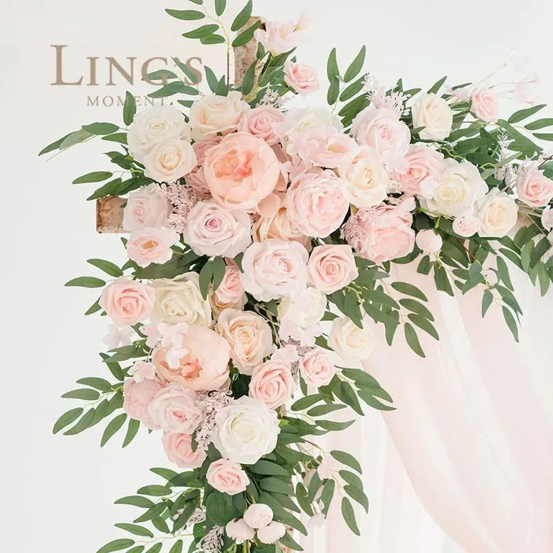 Wedding arch flower decorations in mixed colours, large 120cm Oxford cloth horn hanging on wooden arch