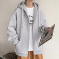 Men's casual hooded zipper jacket in polyester, side seam pockets, available in multiple colours