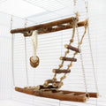 Wooden suspension bridge ladder climbing frame toy for pets in wood colour, 27x8x23cm