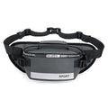 Reflective men's crossbody waist bag in black, small horizontal square shape with zipper closure and nylon waterproof finish