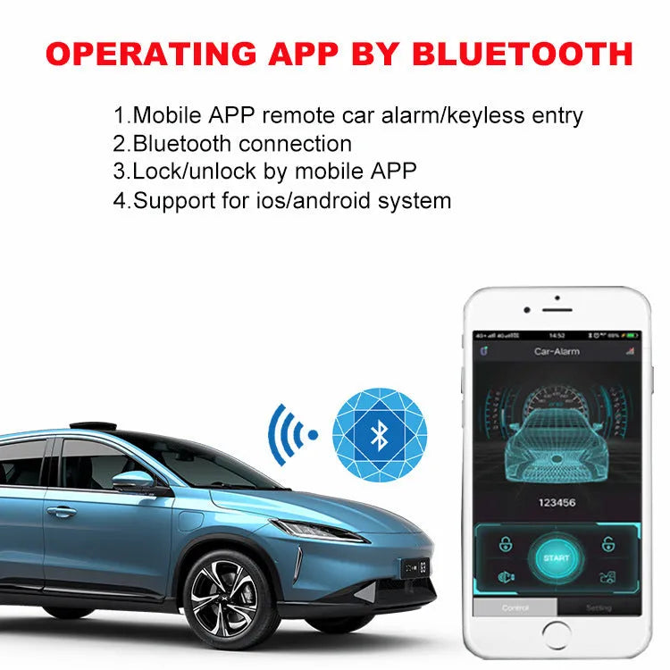 Black induction unlocking car anti-theft device with 370MHz remote and 120dB siren